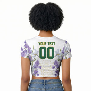 Custom Algeria Iris Floral White Raglan Cropped T shirt Africa Women’s Football Champion Series 2026