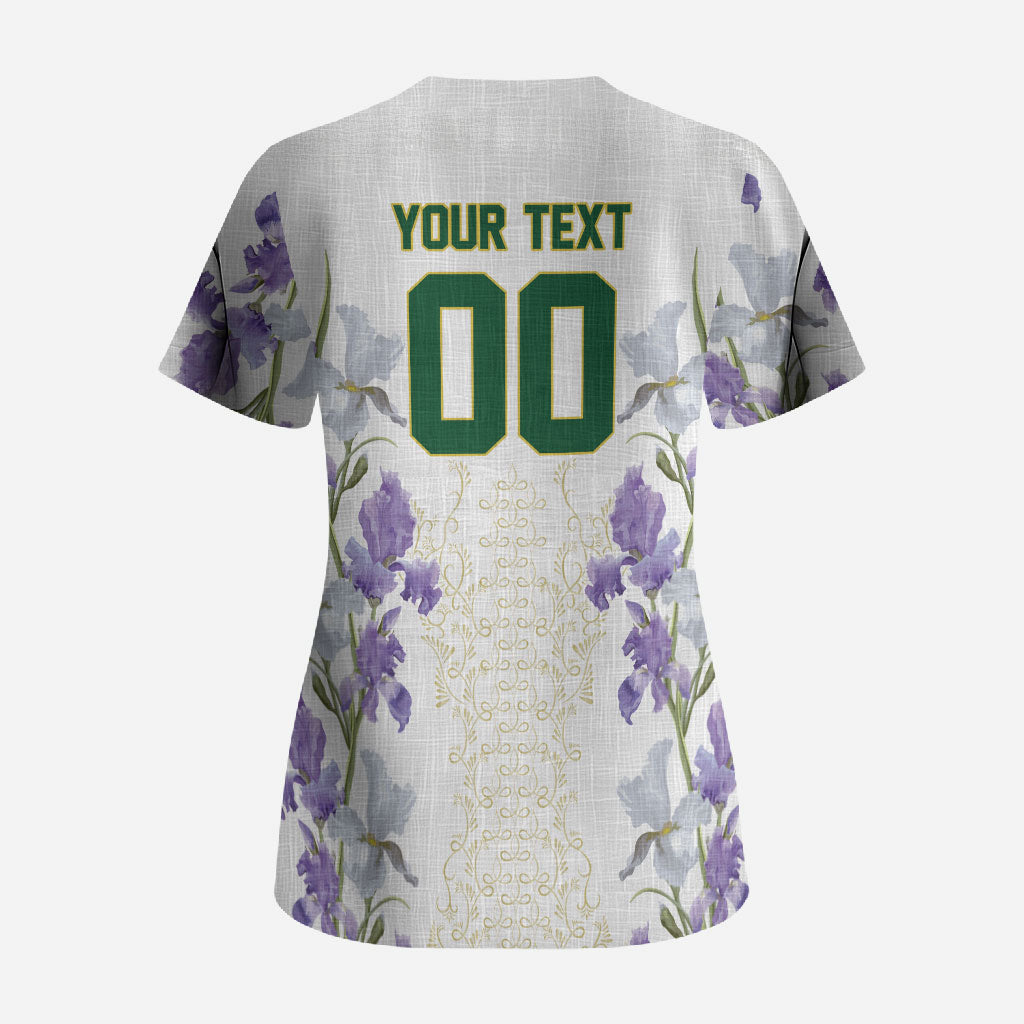 Custom Algeria Iris Floral White Scrub Top Africa Women’s Football Champion Series 2026