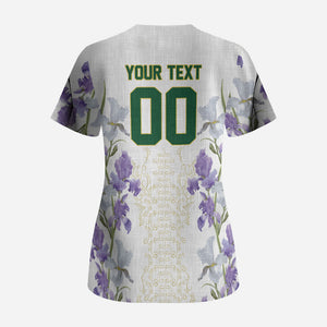 Custom Algeria Iris Floral White Scrub Top Africa Women’s Football Champion Series 2026