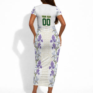 Custom Algeria Iris Floral White Short Sleeve Bodycon Dress Africa Women’s Football Champion Series 2026