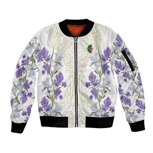 Custom Algeria Iris Floral White Sleeve Zip Bomber Jacket Africa Women’s Football Champion Series 2026