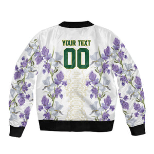 Custom Algeria Iris Floral White Sleeve Zip Bomber Jacket Africa Women’s Football Champion Series 2026