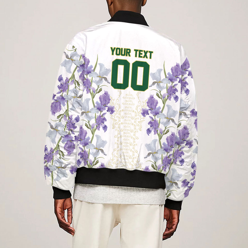 Custom Algeria Iris Floral White Sleeve Zip Bomber Jacket Africa Women’s Football Champion Series 2026