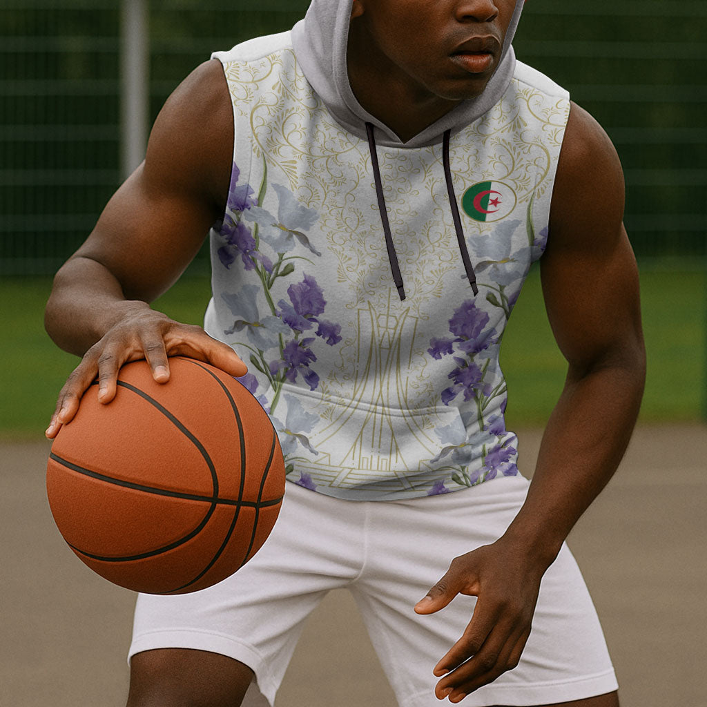 Custom Algeria Iris Floral White Sleeveless Hoodie Africa Women’s Football Champion Series 2026