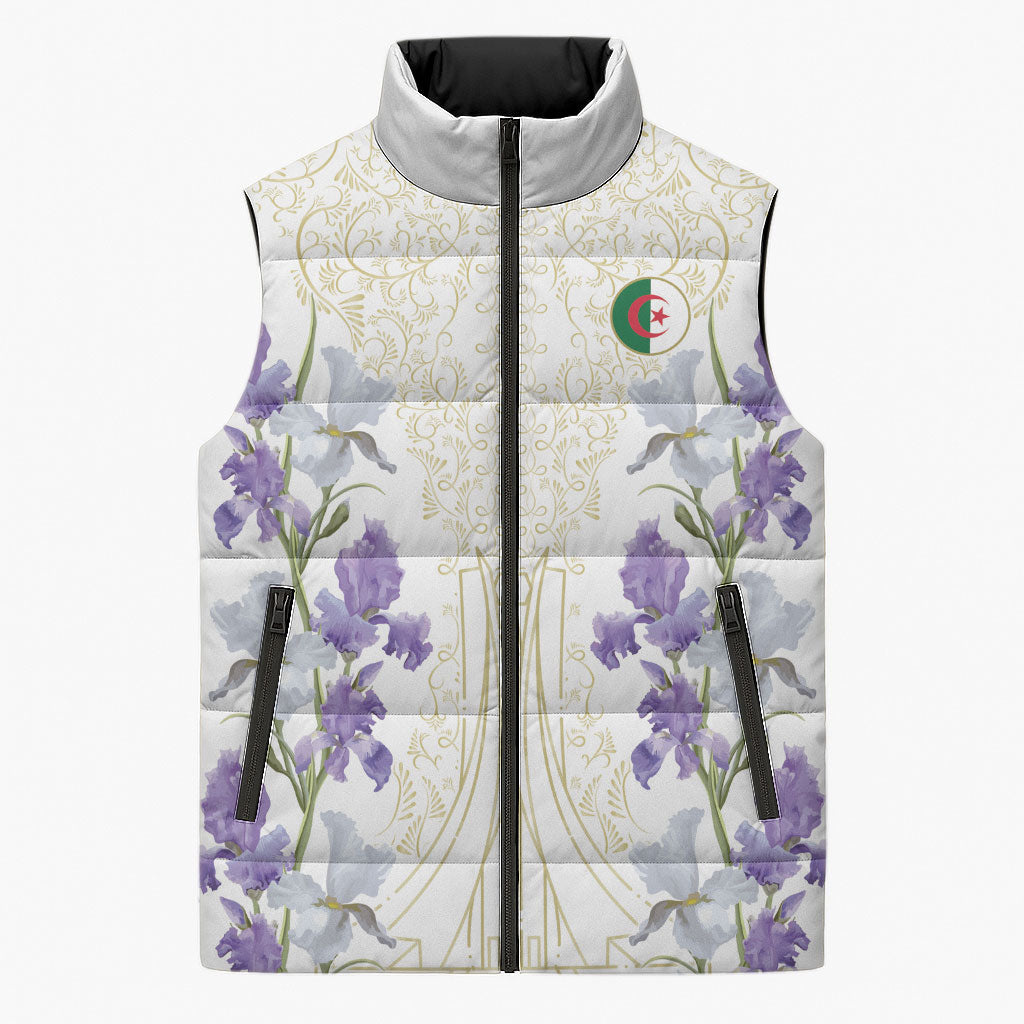 Custom Algeria Iris Floral White Sleeveless Puffer Jacket Africa Women’s Football Champion Series 2026