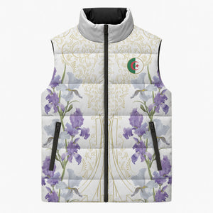 Custom Algeria Iris Floral White Sleeveless Puffer Jacket Africa Women’s Football Champion Series 2026