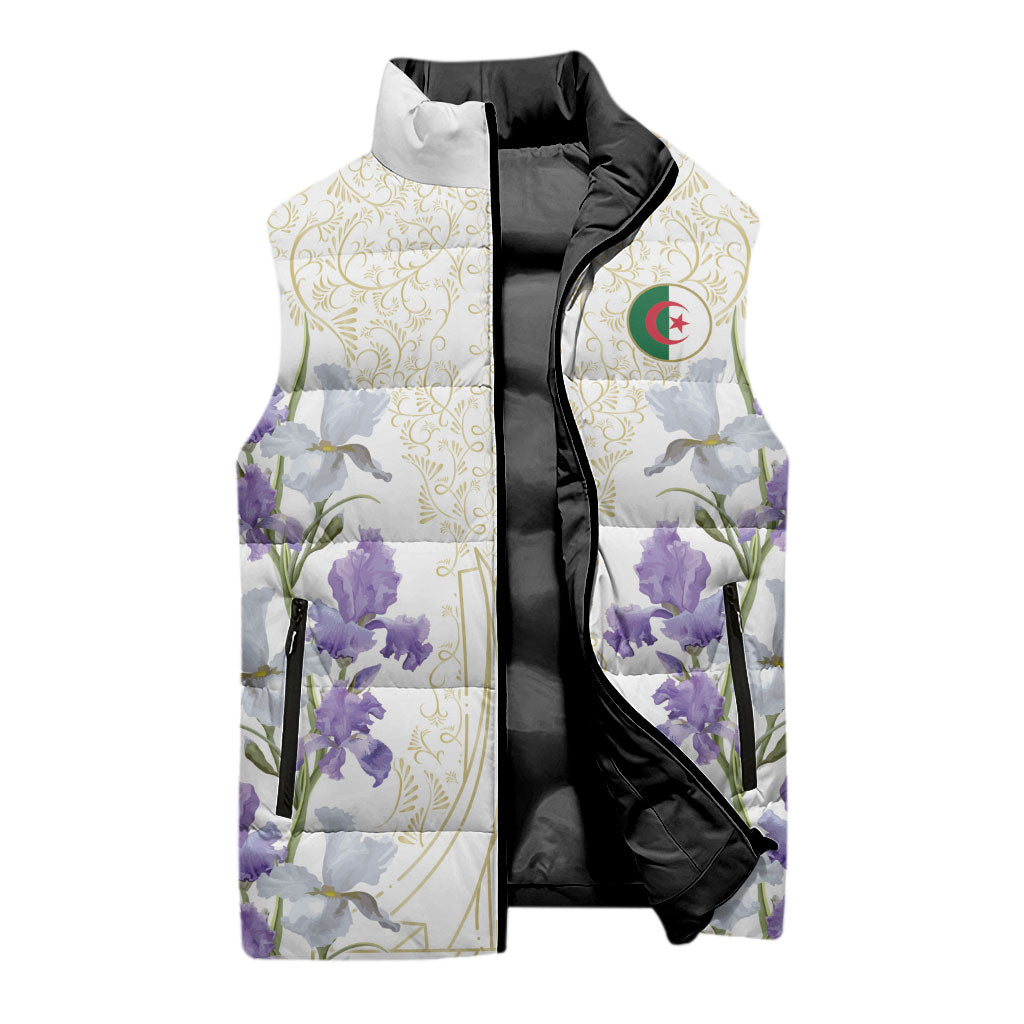 Custom Algeria Iris Floral White Sleeveless Puffer Jacket Africa Women’s Football Champion Series 2026
