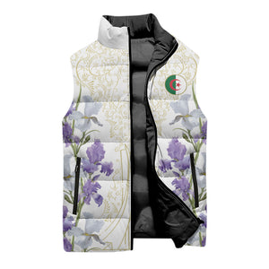Custom Algeria Iris Floral White Sleeveless Puffer Jacket Africa Women’s Football Champion Series 2026