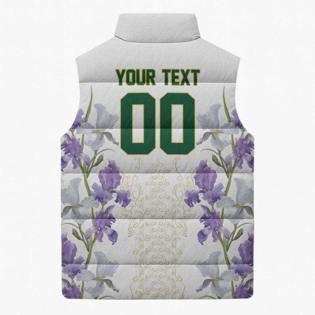 Custom Algeria Iris Floral White Sleeveless Puffer Jacket Africa Women’s Football Champion Series 2026