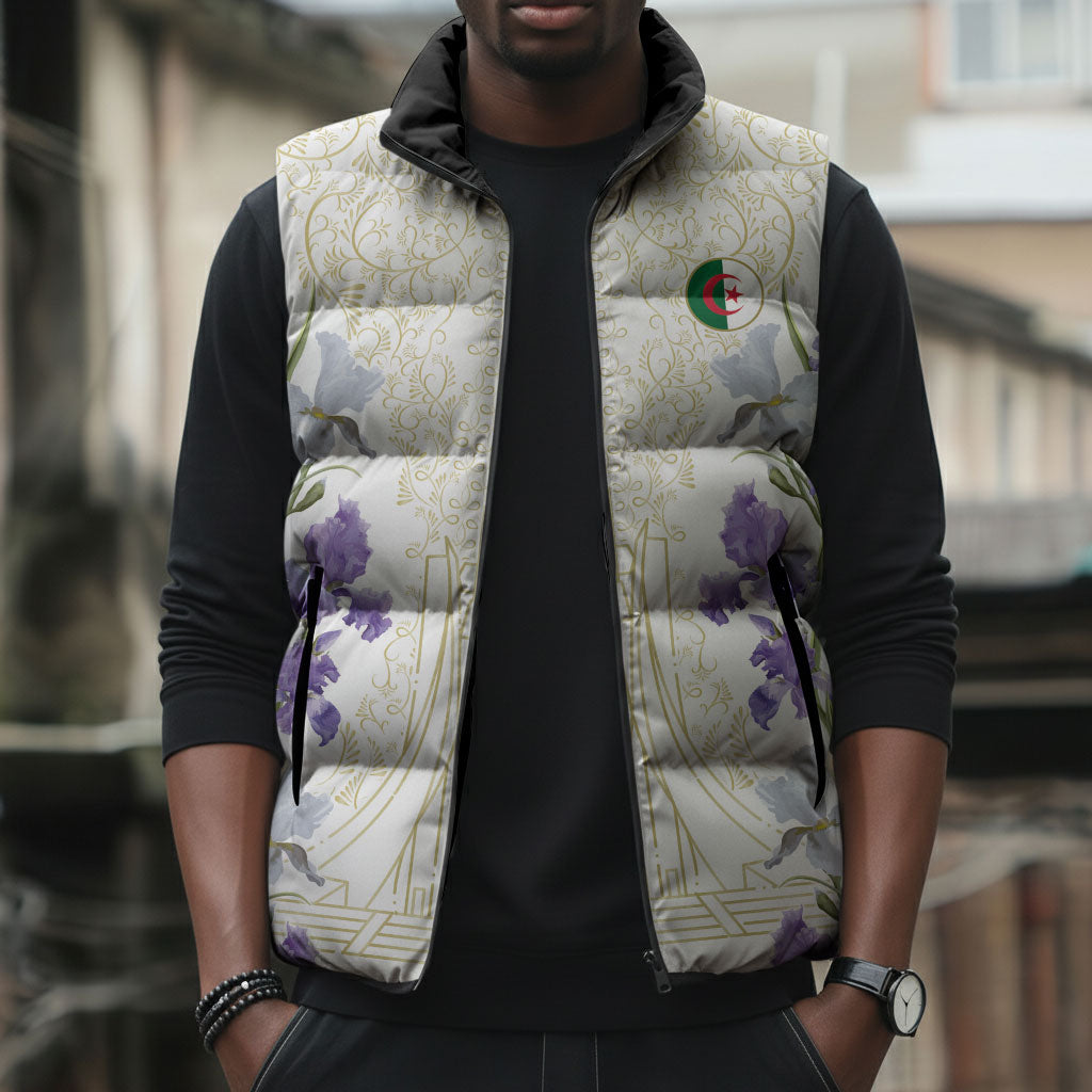 Custom Algeria Iris Floral White Sleeveless Puffer Jacket Africa Women’s Football Champion Series 2026