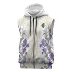 Custom Algeria Iris Floral White Sleeveless Zip Hoodie Africa Women’s Football Champion Series 2026