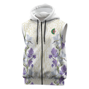 Custom Algeria Iris Floral White Sleeveless Zip Hoodie Africa Women’s Football Champion Series 2026