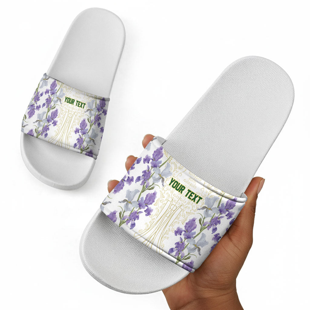 Custom Algeria Iris Floral White Slide Sandals Africa Women’s Football Champion Series 2026