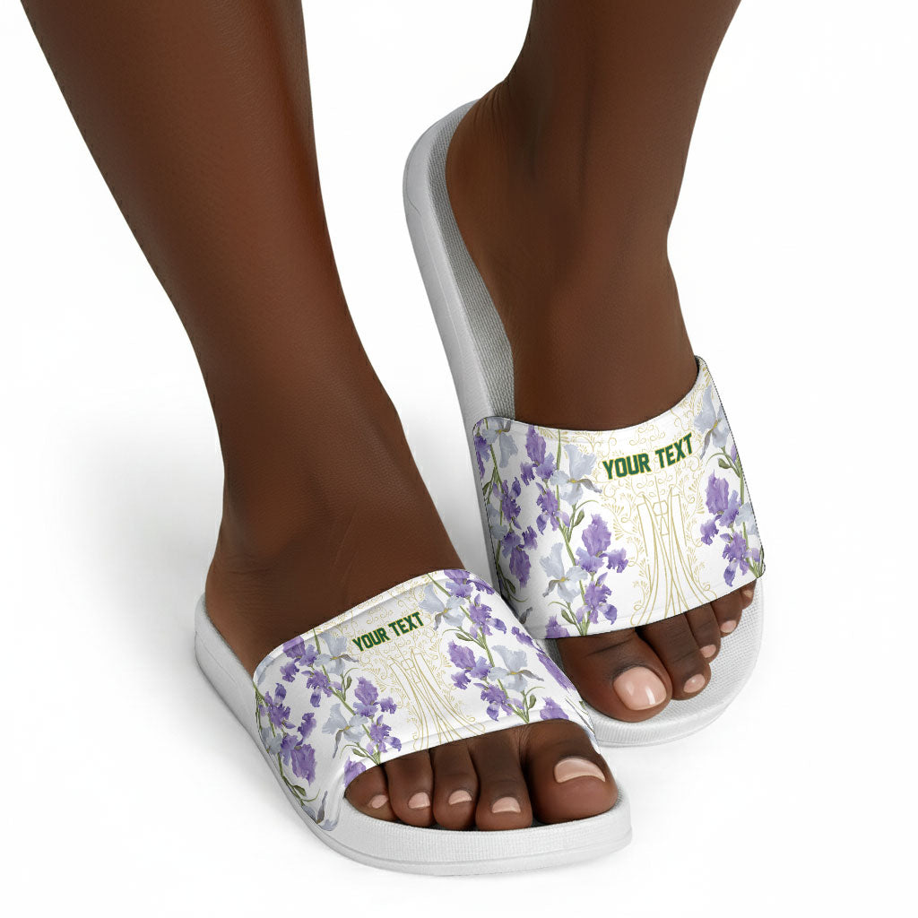 Custom Algeria Iris Floral White Slide Sandals Africa Women’s Football Champion Series 2026