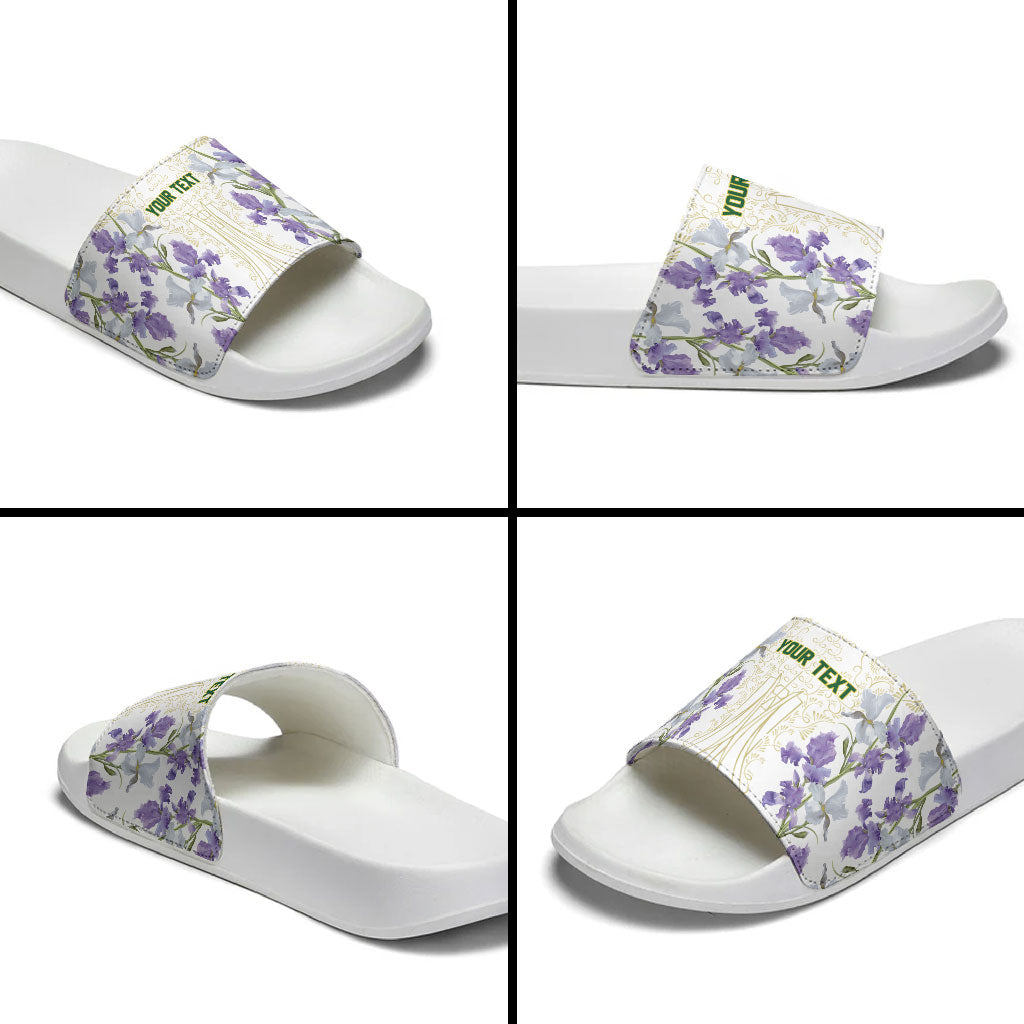 Custom Algeria Iris Floral White Slide Sandals Africa Women’s Football Champion Series 2026