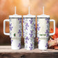 Custom Algeria Iris Floral White Tumbler With Handle Africa Women’s Football Champion Series 2026