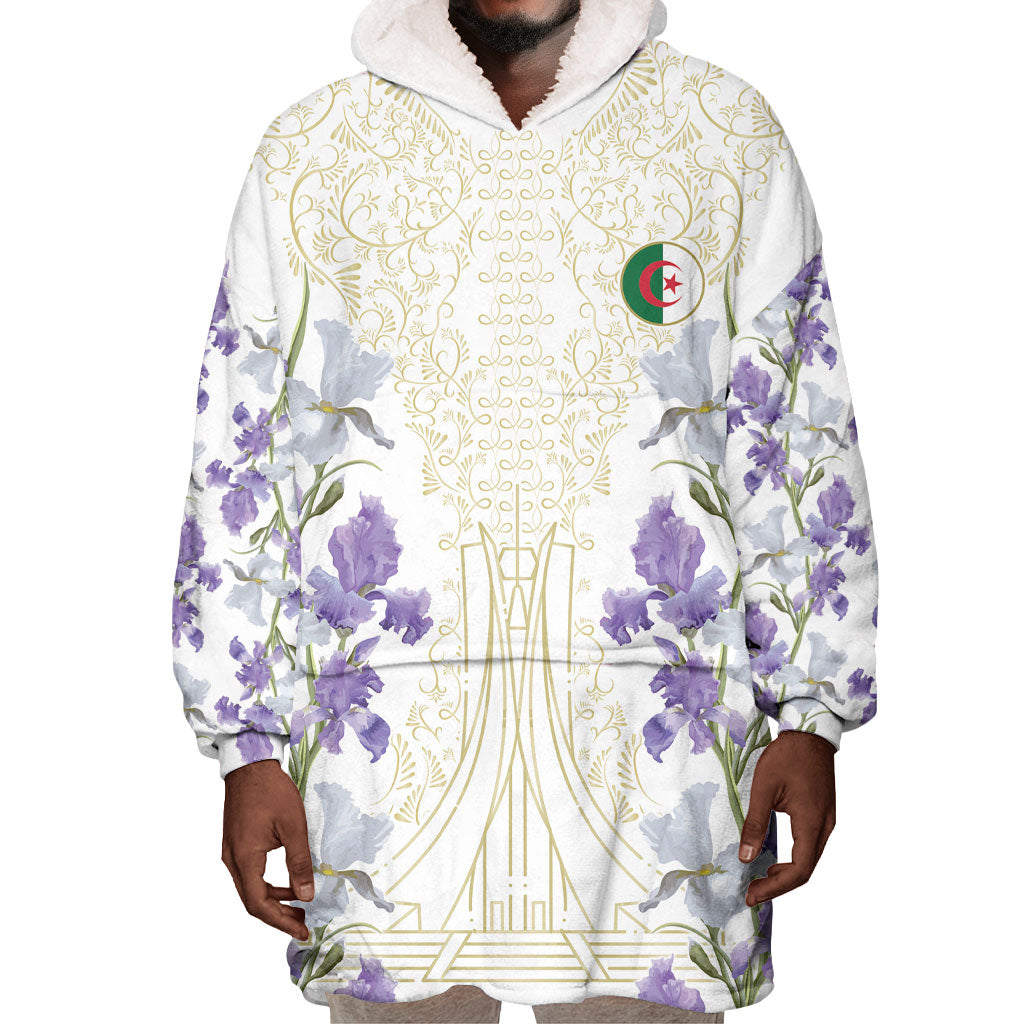 Custom Algeria Iris Floral White Wearable Blanket Hoodie Africa Women’s Football Champion Series 2026