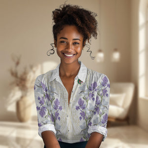 Custom Algeria Iris Floral White Women Casual Shirt Africa Women’s Football Champion Series 2026
