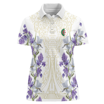 Custom Algeria Iris Floral White Women Polo Shirt Africa Women’s Football Champion Series 2026