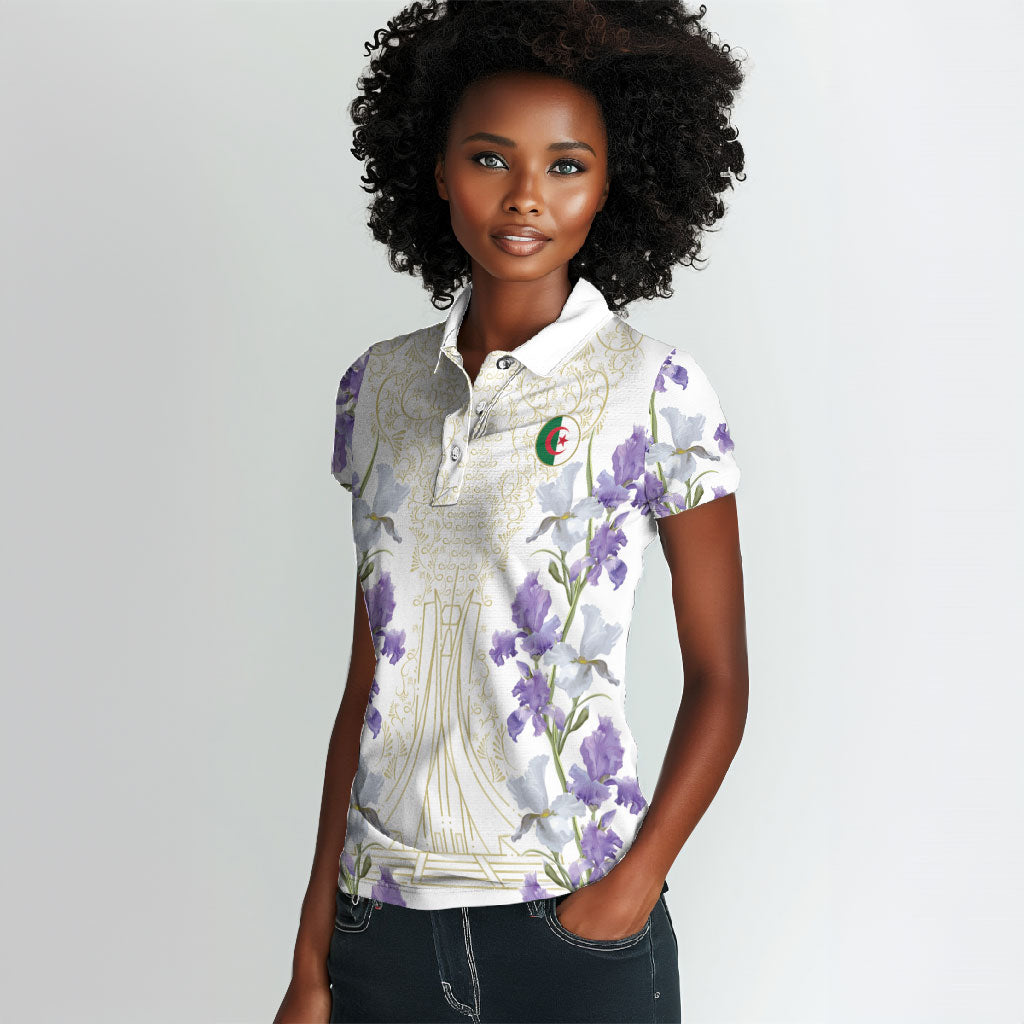 Custom Algeria Iris Floral White Women Polo Shirt Africa Women’s Football Champion Series 2026