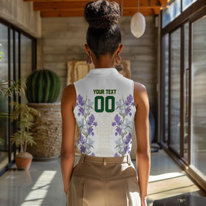 Custom Algeria Iris Floral White Women Sleeveless Polo Shirt Africa Women’s Football Champion Series 2026