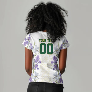 Custom Algeria Iris Floral White Women V-Neck T-Shirt Africa Women’s Football Champion Series 2026