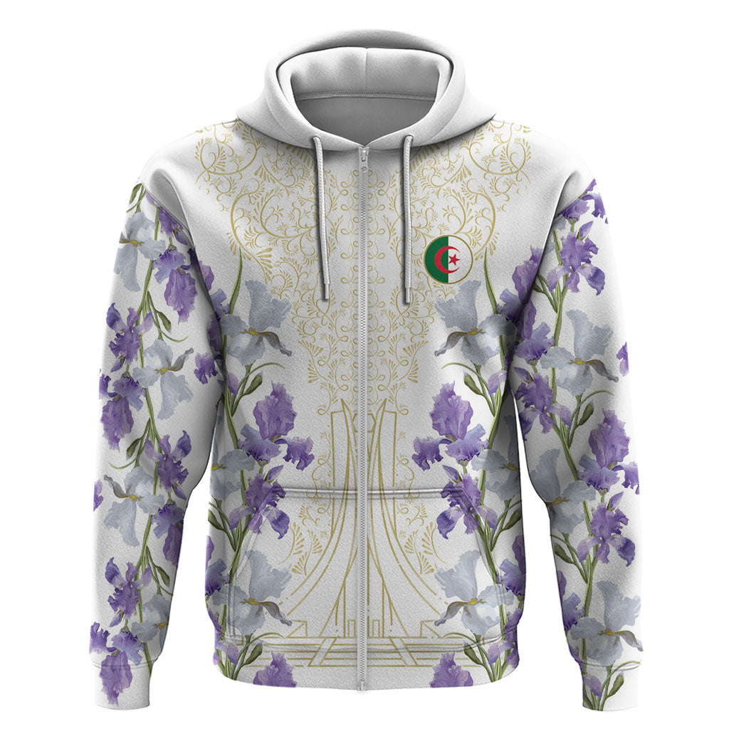 Custom Algeria Iris Floral White Zip Hoodie Africa Women’s Football Champion Series 2026