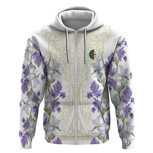 Custom Algeria Iris Floral White Zip Hoodie Africa Women’s Football Champion Series 2026