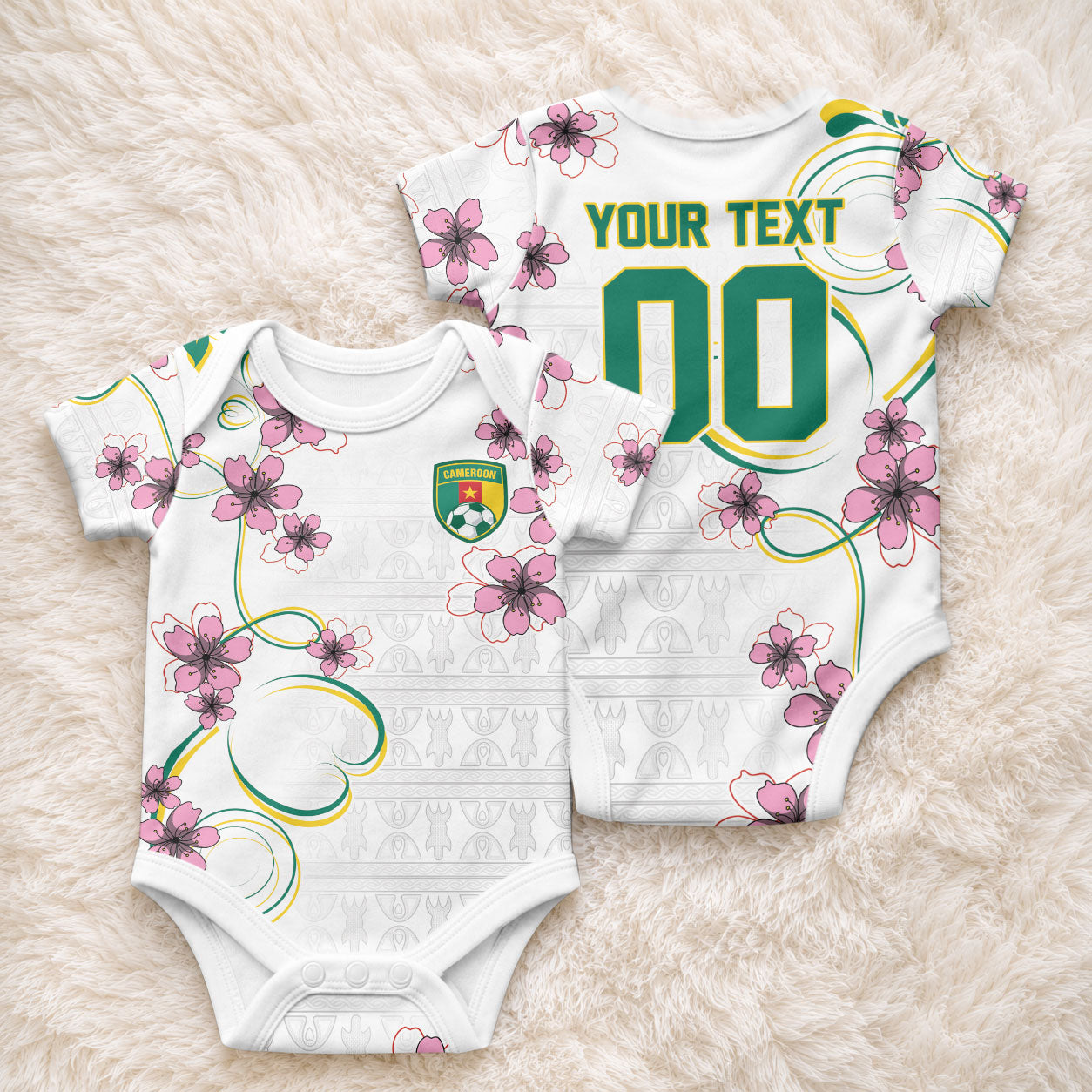 Custom Cameroon Red Stinkwood Floral Baby Onesie Africa Women’s Football Champion Series 2026