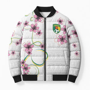 Custom Cameroon Red Stinkwood Floral Bomber Puffer Jacket Africa Women’s Football Champion Series 2026
