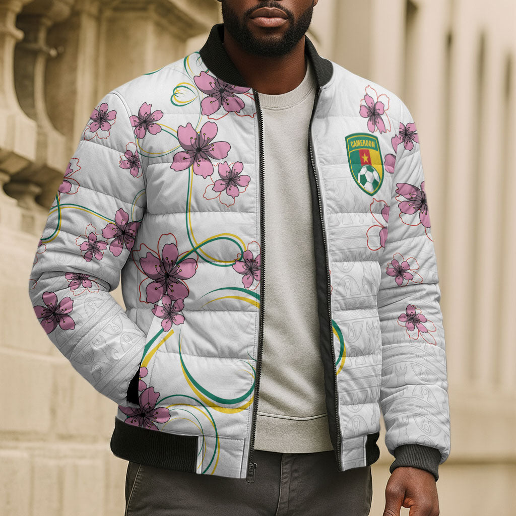 Custom Cameroon Red Stinkwood Floral Bomber Puffer Jacket Africa Women’s Football Champion Series 2026