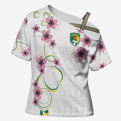 Custom Cameroon Red Stinkwood Floral Cross Shoulder Shirt Africa Women’s Football Champion Series 2026