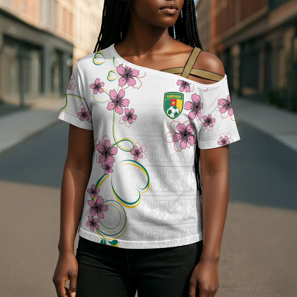 Custom Cameroon Red Stinkwood Floral Cross Shoulder Shirt Africa Women’s Football Champion Series 2026