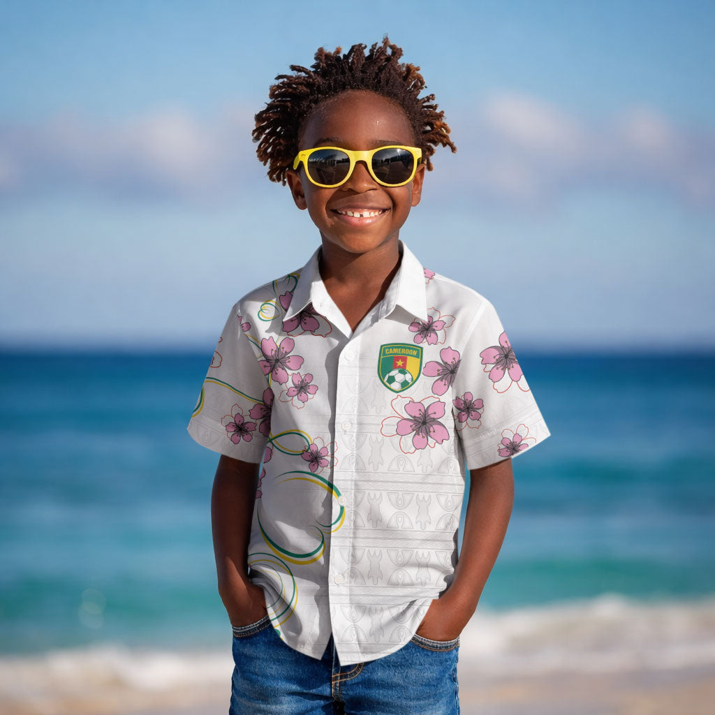 Custom Cameroon Red Stinkwood Floral Kid Hawaiian Shirt Africa Women’s Football Champion Series 2026