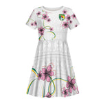Custom Cameroon Red Stinkwood Floral Kid Short Sleeve Dress Africa Women’s Football Champion Series 2026