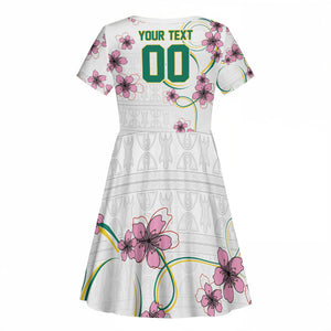 Custom Cameroon Red Stinkwood Floral Kid Short Sleeve Dress Africa Women’s Football Champion Series 2026