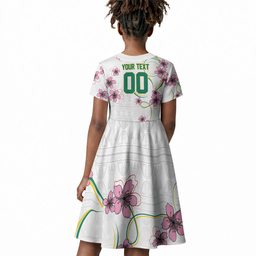 Custom Cameroon Red Stinkwood Floral Kid Short Sleeve Dress Africa Women’s Football Champion Series 2026