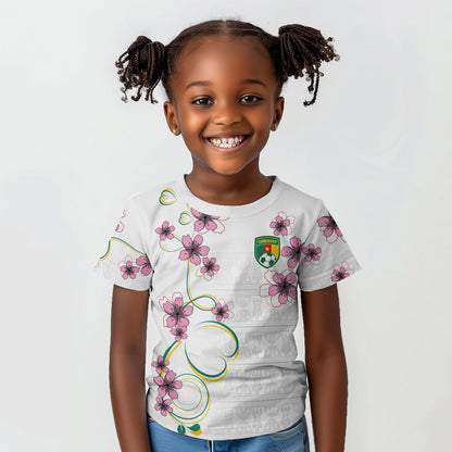 Custom Cameroon Red Stinkwood Floral Kid T shirt Africa Women’s Football Champion Series 2026