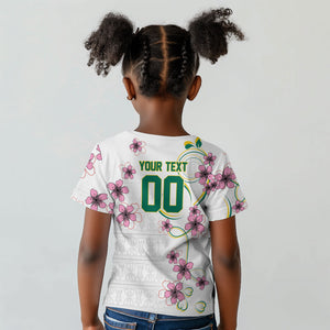 Custom Cameroon Red Stinkwood Floral Kid T shirt Africa Women’s Football Champion Series 2026