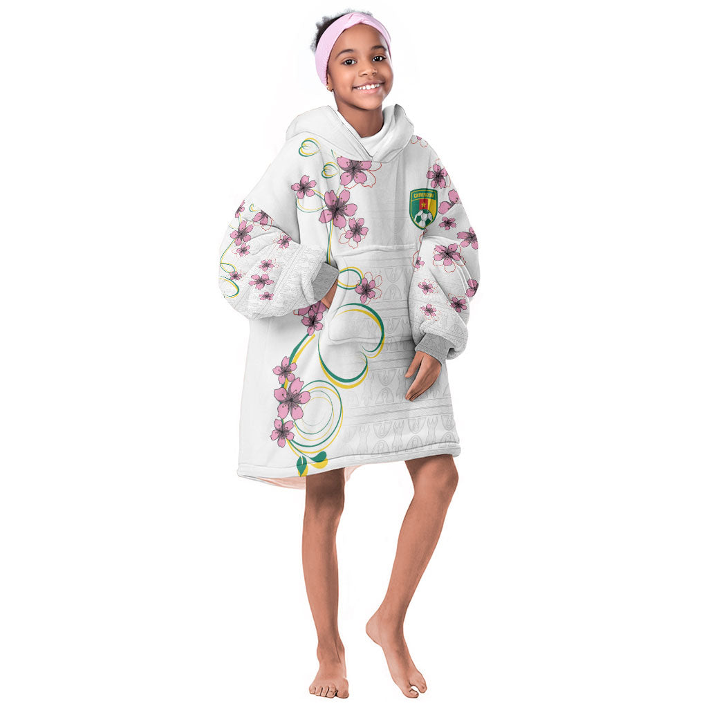 Custom Cameroon Red Stinkwood Floral Kid Wearable Blanket Hoodie Africa Women’s Football Champion Series 2026