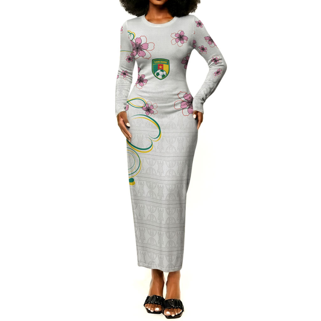 Custom Cameroon Red Stinkwood Floral Long Sleeve Bodycon Dress Africa Women’s Football Champion Series 2026