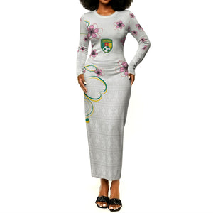 Custom Cameroon Red Stinkwood Floral Long Sleeve Bodycon Dress Africa Women’s Football Champion Series 2026