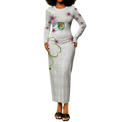 Custom Cameroon Red Stinkwood Floral Long Sleeve Bodycon Dress Africa Women’s Football Champion Series 2026