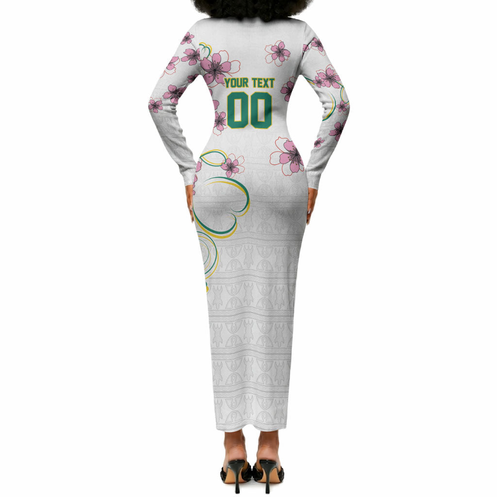 Custom Cameroon Red Stinkwood Floral Long Sleeve Bodycon Dress Africa Women’s Football Champion Series 2026