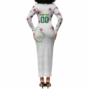 Custom Cameroon Red Stinkwood Floral Long Sleeve Bodycon Dress Africa Women’s Football Champion Series 2026