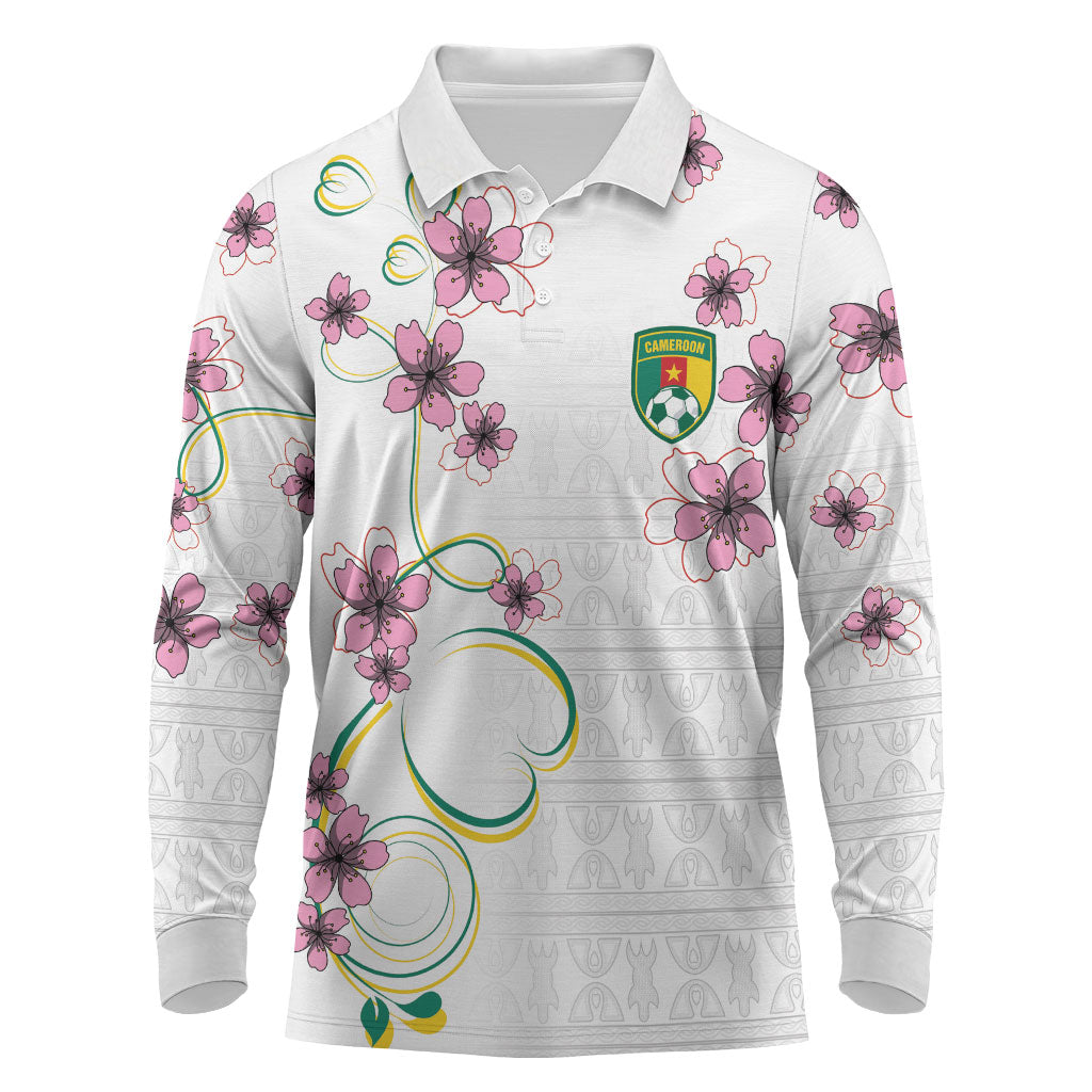 Custom Cameroon Red Stinkwood Floral Long Sleeve Polo Shirt Africa Women’s Football Champion Series 2026
