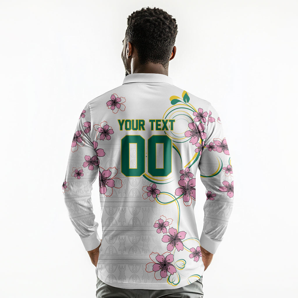 Custom Cameroon Red Stinkwood Floral Long Sleeve Polo Shirt Africa Women’s Football Champion Series 2026