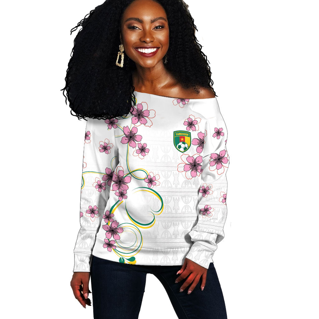 Custom Cameroon Red Stinkwood Floral Off Shoulder Sweater Africa Women’s Football Champion Series 2026