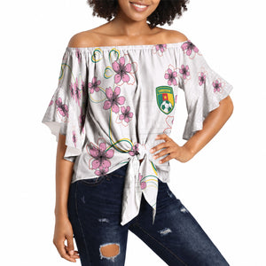 Custom Cameroon Red Stinkwood Floral Off Shoulder Wrap Waist Top Africa Women’s Football Champion Series 2026