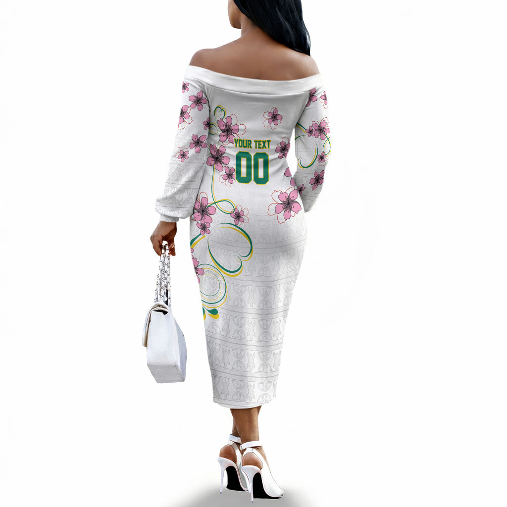 Custom Cameroon Red Stinkwood Floral Off The Shoulder Long Sleeve Dress Africa Women’s Football Champion Series 2026